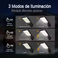 Lámpara recargable con energía solar y sensor de calor humano.